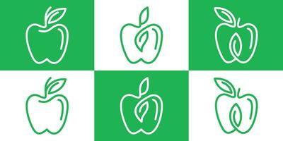 maçã fruta e folha logotipo Projeto linha ícone vetor ilustração