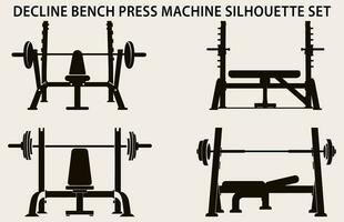 conjunto do Academia equipamento silhueta vetor, ginástica elemento máquina ilustração agrupar vetor