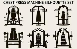 conjunto do Academia equipamento silhueta vetor, ginástica elemento máquina ilustração agrupar vetor