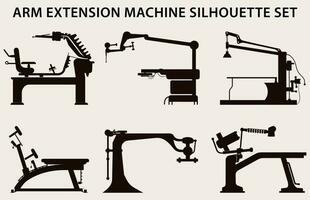 conjunto do Academia equipamento silhueta vetor, ginástica elemento máquina ilustração agrupar vetor