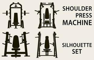 conjunto do Academia equipamento silhueta vetor, ginástica elemento máquina ilustração agrupar vetor