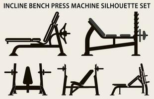 conjunto do Academia equipamento silhueta vetor, ginástica elemento máquina ilustração agrupar vetor