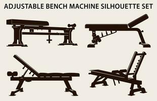 conjunto do Academia equipamento silhueta vetor, ginástica elemento máquina ilustração agrupar vetor