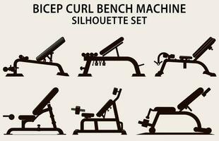 conjunto do Academia equipamento silhueta vetor, ginástica elemento máquina ilustração agrupar vetor