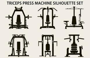 conjunto do Academia equipamento silhueta vetor, ginástica elemento máquina ilustração agrupar vetor