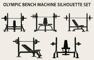 conjunto do Academia equipamento silhueta vetor, ginástica elemento máquina ilustração agrupar vetor