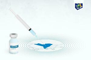 covid-19 vacinação dentro Novo Iorque, coronavírus vacinação ilustração com vacina garrafa e seringa injeção dentro mapa do Novo Iorque. vetor