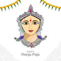 festival indiano deusa durga rosto cartão de celebração de férias fundo vetor