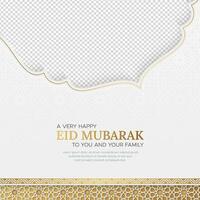 postagem de mídia social islâmica de luxo dourado eid mubarak com padrão de estilo árabe e moldura de foto vetor