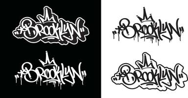 Brooklyn texto dentro grafite tag Fonte estilo. grafite texto vetor ilustrações.