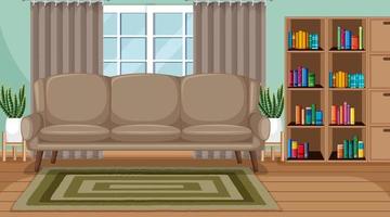 cena interior de sala de estar com móveis e decoração de sala de estar