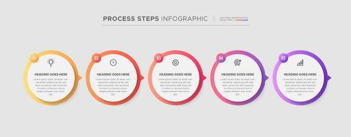 cinco 5 passos opções círculo volta o negócio infográfico moderno Projeto modelo vetor