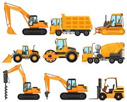 Diferentes tipos de caminhões de construção vetor