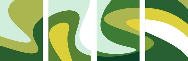 conjunto do ondulado fluido abstrato fundo. natureza verde eco panorama Projeto. moderno na moda poster, bandeira, cobrir vetor