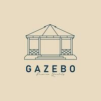 gazebo linha arte logotipo vetor ilustração projeto, gazebo jardim construção ícone vetor Projeto