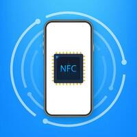 sem contato sem fio pagar placa logotipo. nfc tecnologia. vetor estoque ilustração