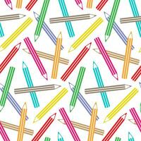 multicolorido lápis desatado padronizar. vetor ilustração do papelaria suprimentos. colorida escola fundo. fofa impressão Projeto para crianças.