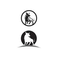 design de logotipo de vaca cabeça de touro e búfalo chifre de animal de vetor