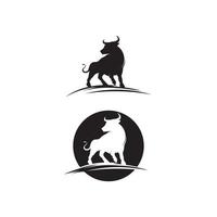 design de logotipo de vaca cabeça de touro e búfalo chifre de animal de vetor