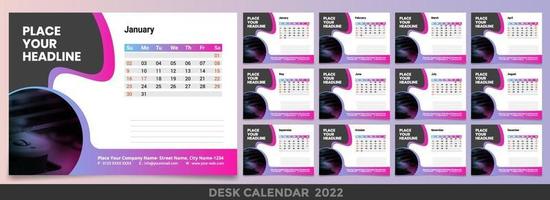 calendário 2022 semana início domingo vetor modelo de design corporativo