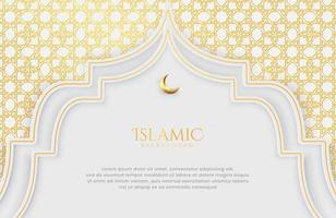 fundo de luxo islâmico elegante branco e dourado vetor