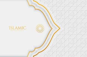 fundo de luxo islâmico elegante branco e dourado vetor
