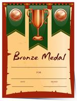 Design de certificado para medalha de bronze vetor