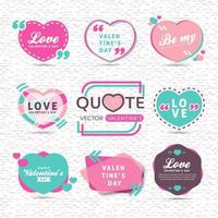 conjunto de vetores de texto de citação criativa de dia dos namorados com forma de coração