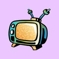 retro televisão. velho televisão mão desenhado grafite estilo vetor