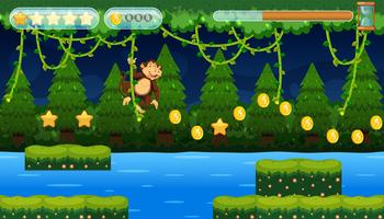 Um macaco pulando jogo na selva vetor