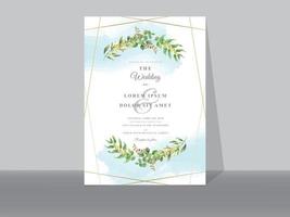 cartões de convite de casamento com folhas verdes tropicais vetor