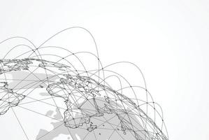 conexão de rede global. composição de linhas e pontos do mapa mundial vetor