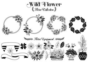 vetor de ilustração de objetos de grinalda floral para banner