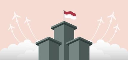 Projeto da bandeira da paisagem do dia da independência da Indonésia. vetor