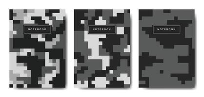 caderno de capa de camuflagem de pixel militar e militar vetor