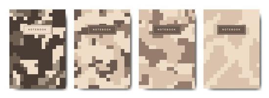 caderno de capa de camuflagem de pixel militar e militar vetor