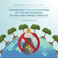 internacional dia para impedindo a exploração do a meio Ambiente dentro guerra e armado conflito Projeto modelo Boa para celebração uso. plano Projeto. vetor eps 10.