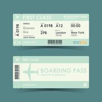 design verde de bilhetes de embarque. ilustração vetorial
