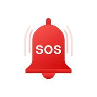 SOS vermelho Sino. alarme Sino e SOS letras ícone. vetor ilustração.