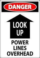 elétrico segurança placa Perigo Veja acima, poder linhas a sobrecarga vetor