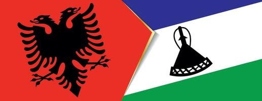Albânia e Lesoto bandeiras, dois vetor bandeiras.