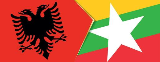 Albânia e myanmar bandeiras, dois vetor bandeiras.