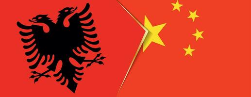 Albânia e China bandeiras, dois vetor bandeiras.