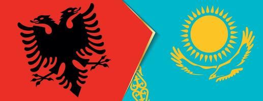 Albânia e Cazaquistão bandeiras, dois vetor bandeiras.