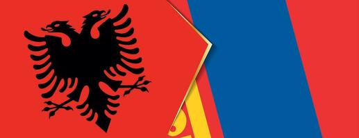 Albânia e Mongólia bandeiras, dois vetor bandeiras.