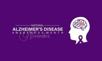 Alzheimer doença consciência mês é observado cada ano dentro novembro. feriado conceito. fundo, bandeira, cartão, poster, modelo. vetor ilustração. vetor modelo.
