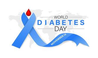 mundo diabetes dia consciência poster bandeira fundo Projeto com azul fundo, bandeira, cartão, poster, modelo. vetor ilustração.