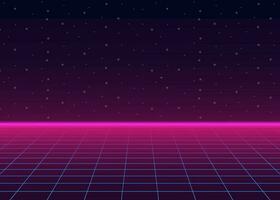 futurista panorama com estilizado laser grade. néon retrowave. vetor ilustração.