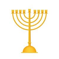 realista ouro hanukkah menorah ícone em branco fundo. vetor estoque ilustração.