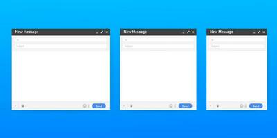 o email modelo. em branco e enviar navegador janela. enviar mensagem rede página vetor quadro. vetor ilustração.